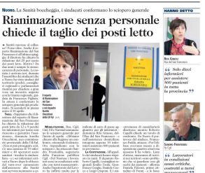 Nuoro. Unione sarda: Rianimazione senza personale chiede il taglio dei posti letto